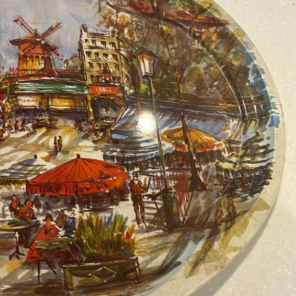 Vintage Paris Street Scene Tin Serve Platter - Daher Decorated Ware~1971 England - Picture 3 of 9